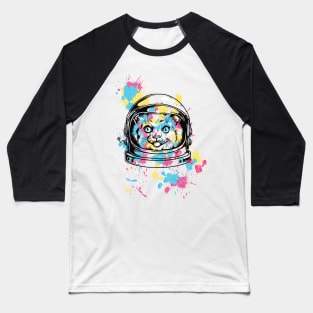 Paint Spatter Space Kitty Baseball T-Shirt